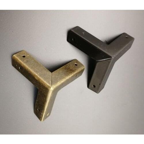 4PCS Rectangle Wrapped Corner Chinese Furniture Painted Three-sided Camphor Wood Box Corner Corner Code