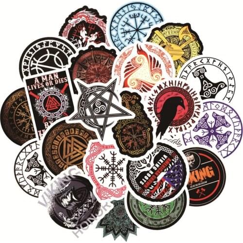 50pcs Mysterious Totem Symbol Rune Viking Pirates Style Stickers Toys for Mobile Phone Laptop Suitcase Skateboard Decal Stickers