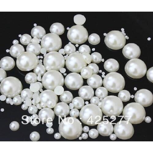 Wholesale 1000pcs Mixed size Half Round imitation Pearls Flat back Jewelry Garment Accessory Beads DIY 003008004
