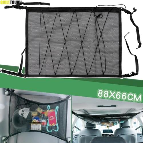 Car Trunk Ceiling Storage Net Pocket Roof Interior Mesh Bag Cargo Breathable Pouch Organizer Luggage Hammock For Jeep Wrangler