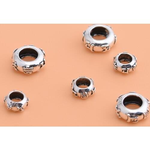 10PCS Six-character Mantra Beads 925 Sterling Silver DIY Jewelry Accessories Handmade Beaded Material Bracelet Accessories