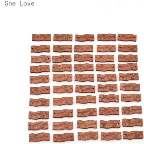 Chzimade 50pcs 2 Hole Handmade Wood Buttons Crafts Sewing Scrapbooking Home Decor Clothing Wooden Plaque