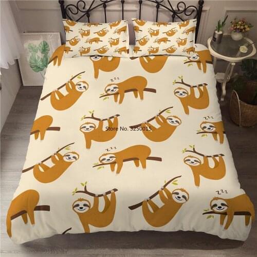 Home Textile 3D-priting Cartoon Bedding Set Lovely Sloth Queen King Size Bedding Set Children Duvet Cover Pillow Cases Bed set