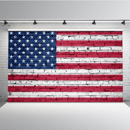 Mehofoto American Flag Brick Wall Photography Background Independence Day Backdrop for Photo Studio MW-154