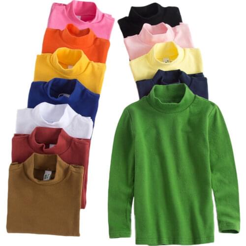 Boys And Girls T Shirt Long-sleeved Toddler Sweatshirts Autumn Cotton High Collar Warm Clothing