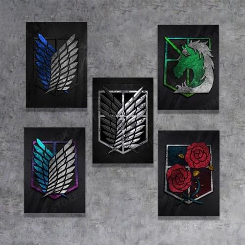 HD Prints Attack On Titan Japan Anime Canvas Painting Wall Art Black Poster Home Decor Pictures Living Room Modular No Frame