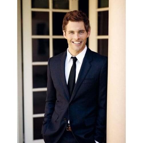 Classic Mens Suits 2020 Navy Blue Custom Made 2 Pieces Men Business Formal Wear Wedding Groom Tuxedos Suit (Jacket+Pants+Tie)