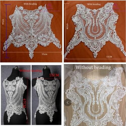 La Belleza 1 piece beading/without beading large applique wedding/bridal patch accesories