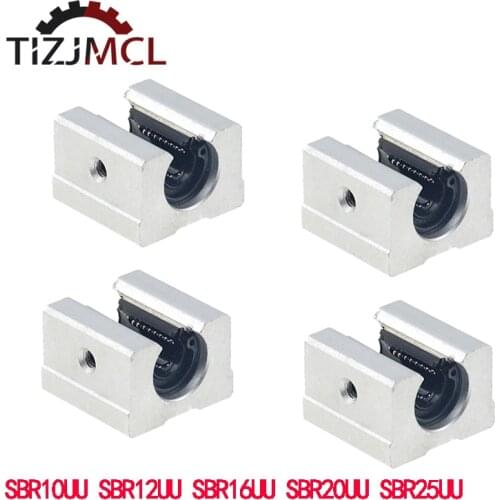 1/2/4PC SBR16UU SBR12UU SBR20UU SBR10UU SBR25UU Linear Ball Bearing Block Linear Support Rail Router CNC 3D Printer Part 12 16mm