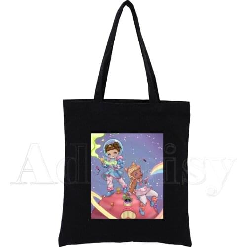 Melanie Martinez Women Handbags Black Canvas Tote Shopping Bags Reusable Shopping Bag Eco Foldable