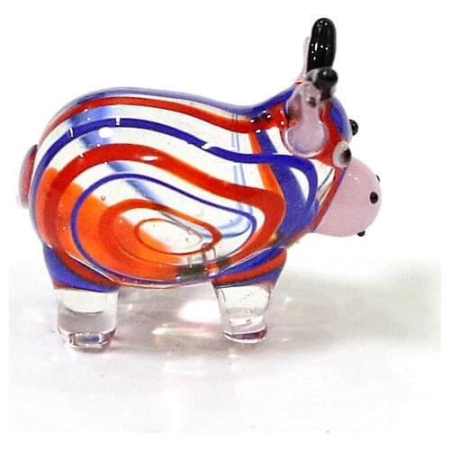 Cute Ox Glass Crafts Fairy Garden Cow Ornaments Mini Bull Figurines Accessories DIY Desktop Kawaii Decor New Year Gifts For Kids