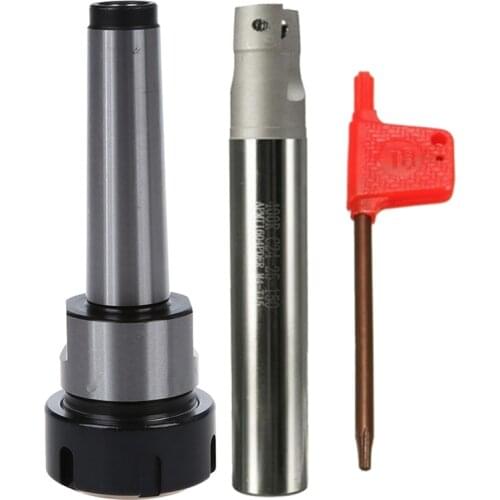 MT3 M12 Taper Collet Chuck Holder Milling Lathe Straight Tool with BAP 400R C25-25-150-2F Indexable Milling Cutter Tool