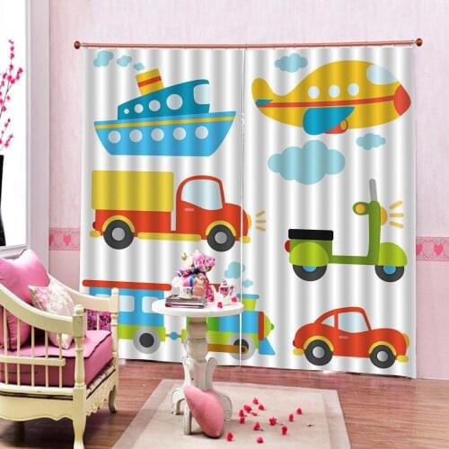 Cartoon car curtains for kids room Customized size Luxury Blackout 3D Window Curtains For Living Room