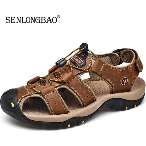 Brand New Summer Men Shoes Genuine Leather Men Sandals Fashion Men Beach Sandals Men Outdoor Casual Sneakers Big Size 38-48