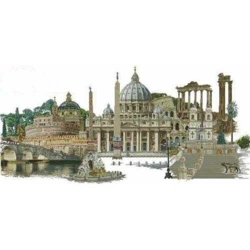 Rome Italy Famous City Building Scenery Cross Stitch Kits Top Quality Embroidery Needlework DIY 14CT Unprinted Decor Handmade