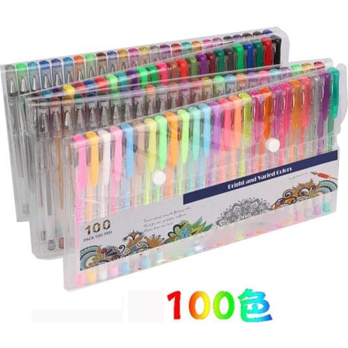 100 Colors Gel Pen Set Glitter Highlighter Pen For s Drawing Sketching Doodling Art Markers School Stationery Supplies