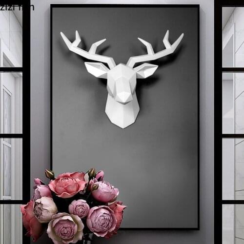 Wall Hanging Resin Deer Head Animal Head Wall Decoration Pendant Home Decoration Accessories Wall-mounted Elk Ornaments Crafts