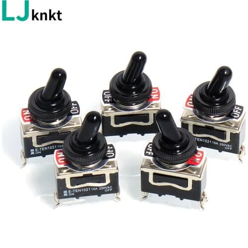 5PCS Small toggle switch on off Circuit button with waterproof cover Two feet two gears Three feet two gears 1021 1121 15A 250V