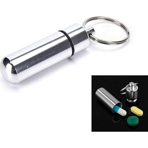 50% Hot Sale Mini Waterproof Aluminum Medicine Pill Bottle Box Case Holder Container Keychain