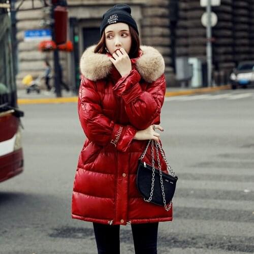 New Winter White Duck Down Jacket Women Medium Long Hooded Down Coat Female Casual Thick Warm Real Fur Collar Jacket Outwear