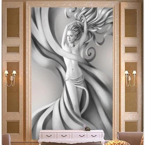 Beibehang Wallpaper custom living room bedroom mural embossed beautiful Roman sculpture porch background wall decoration