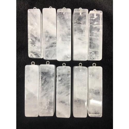 Wholesale Price 10pcs/Pack Natural Rock Quartz Crystal Bead Pendant,17x60mm Square Tubes Pendant for Jewelry Necklace DIY