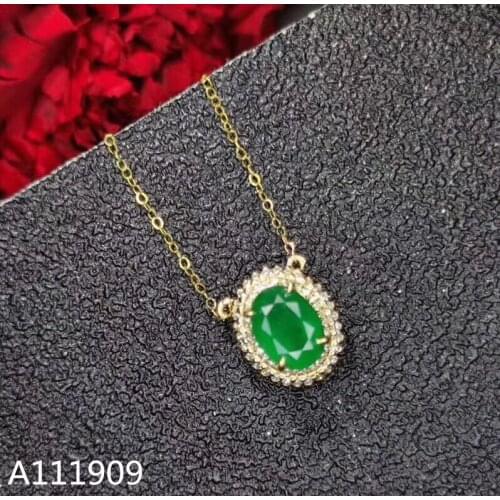KJJEAXCMY boutique jewelry 925 sterling silver inlaid Natural Emerald necklace Womens pendant supports inspection beautiful