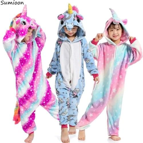 Unicorn Pajamas for Boys Girls Winter Onesie Kids Animal Pajamas Children Kigurumi Cosplay Pyjamas Winter Sleepwear for 4-12 Y