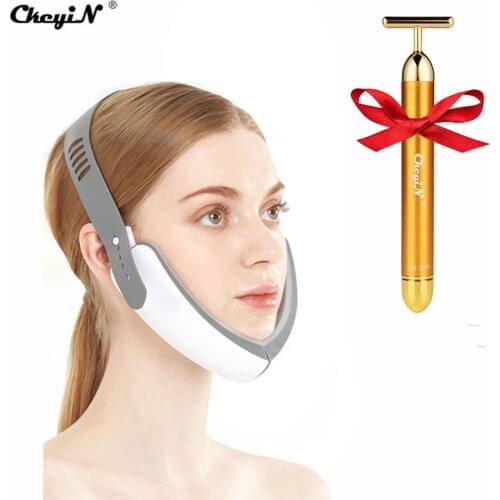 CkeyiN LED V Face Lifting Instrument Masseter Double Chin Removal Color Light Skin Care Skin Tightening V Line Face Lift Belt