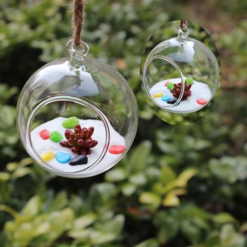 3 Size Clear Ball Flower Hanging Vase Planter Terrarium Container Glass Home Decal Transparent Flower Pots Planters Basket
