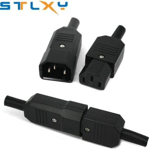 Straight Cable Plug Connector C13 C14 10A 250V Black female&male Plug Rewirable Power Connector 3 pin AC Socket