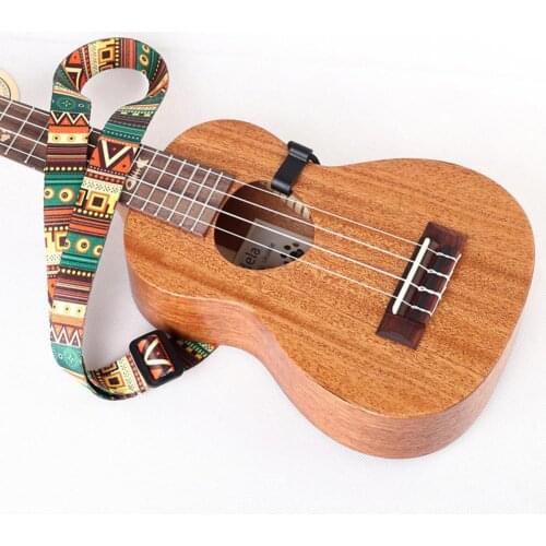 Ethnic Style Ukulele Strap Durable Adjustable Printing Ribbon Clip-on Hawaii Guitar Belt Sling Instrument Guitar Accessories