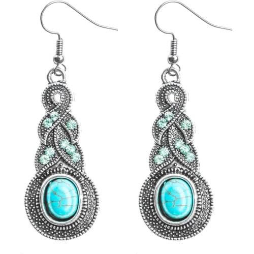 SHUANGR Brand design hot sales new fashion Cross natural stone Silver Color long drop earrings jewelry for woman