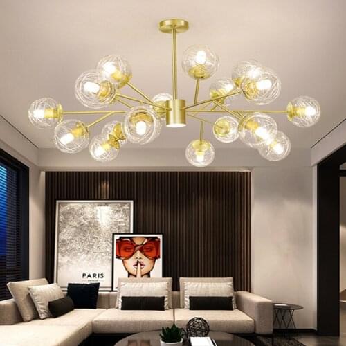 Nordic LED Chandelier Lighting for Dining Living Room Decoration Glass Gold Hanging Lamp Bedroom Home Indoor Light Fixtures