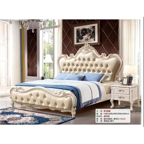 Modern european solid wood bed Fashion Carved 1.8 m bed 2 people french bedroom furniture 8153