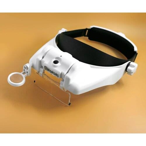 Glasses Magnifying Glass with Interchangeable Lens LED Light Jewel Loupe Headband Repairing Magnifier 1.5X 2.0X 2.5X 3.0x 3.5x