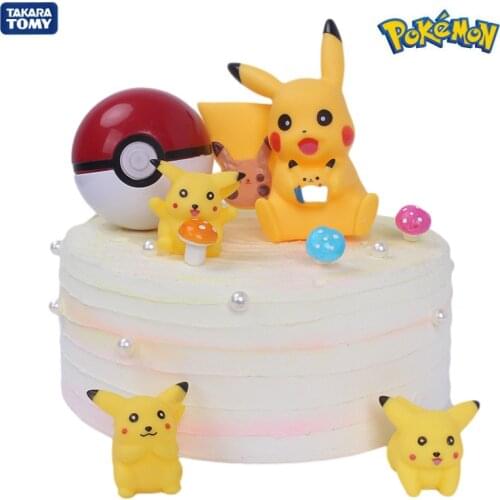 Takara tomy pokemon vinyl Pikachu birthday cake decoration ornaments cartoon cute car doll toys for children