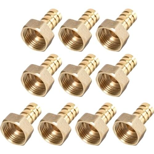 Uxcell 10pcs Brass Barb Hose Fitting Connector Adapter 12mm Barbed X G1/2 Female Pipe