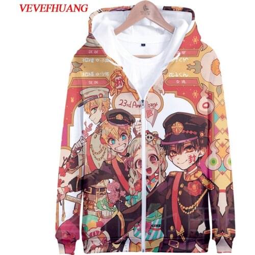 VEVEFHAUNG jibaku shounen hanako kun Hoodie Cosplay Costume Hooded Jacket Sweatshirts Casual Streetwear Harajuku 3D Anime Toilet