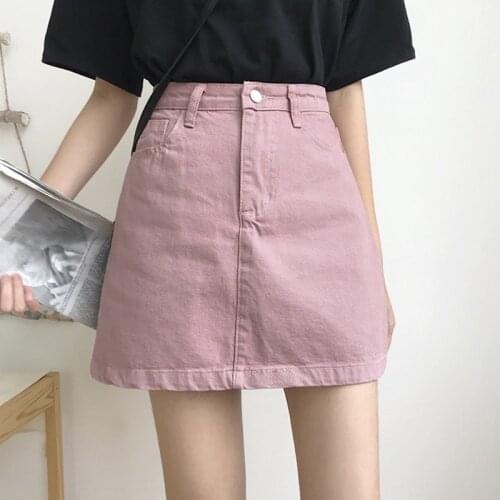 Womens Skirt Jean Skirt Women High Waist Pure Color Pockets Fashion Wild Slim Mini Short Black A-Line Hip Skirt XXL Size
