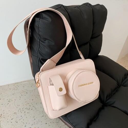 Camera Shape Women Shoulder Bags 2021 New Wide Straps Shoulder Bag luxury Pu Leather Crossbody Bag Female Satchel Purse Bolsos