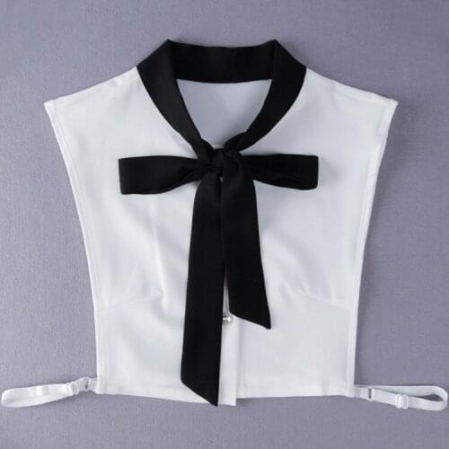Women White Chiffon Fake Collar Ladies Detachable Shirt Collar False Collar Lapel Blouse Neckwear Half Shirt Decorative