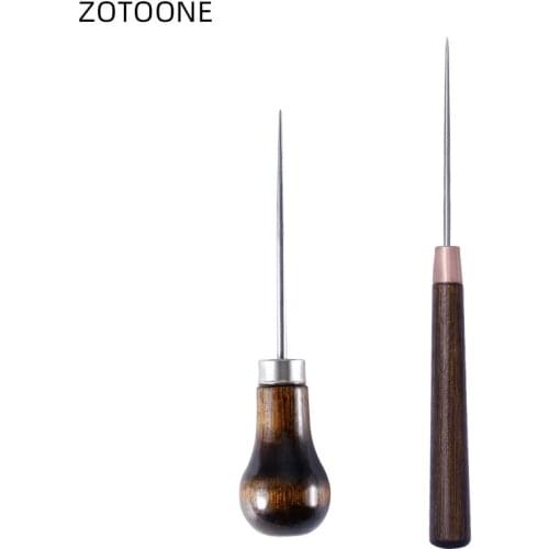 ZOTOONE 1Pc Sharp Sewing Wood Handle Awl Straight Cone Single Gourd Awl Drill Positioning DIY Handmade Sewing Tailor Tools D