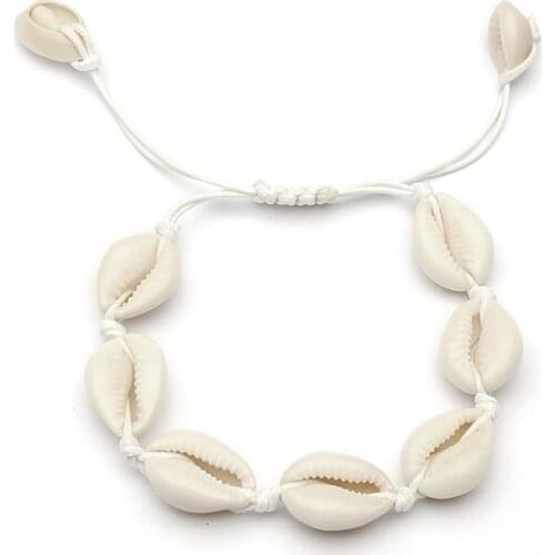 ZV Adjustable Handmade Simple Shell Foot Chain Bracelet for Women Summer Beach Bohemian Conch Anklets On Leg Charm Gift Jewelry