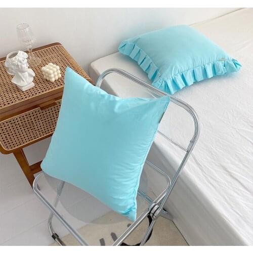 100% cotton solid color cushion pillow case seat pillow bedding home decoration pillow blue sofa pillow cover