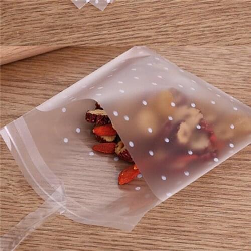 100Pcs/set Plastic Transparent White Candy Cookie Dessert Packing Bag Wedding Birthday Party Decoration Bags Self Adhesive Bag