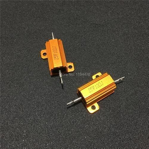 2pcs/Lot RX24 25W 220R 250R 270R 300R 330R 470R Ohm Golden Metal Shell Case Power Wirewound Resistor Aluminum Housing 5% Class J