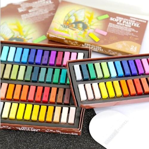 24/48 Color Soft Short Powder Stick, Color Chalk, Childrens Drawing Pastel Clay Painting Pen Pigment Sketch Art Materials Set