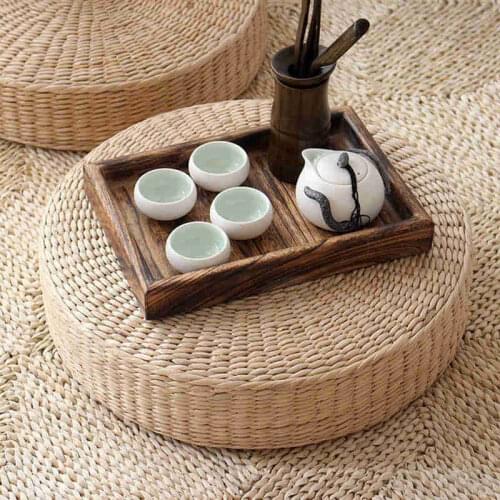 40cm Tatami Cushion Round Straw Weave Handmade Pillow Floor Yoga Chair Seat Mat