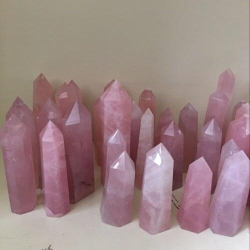 5kg 7-10cm wholesale Natural Rock Pink Rose Quartz Crystal Wand Point Healing Mineral Stone